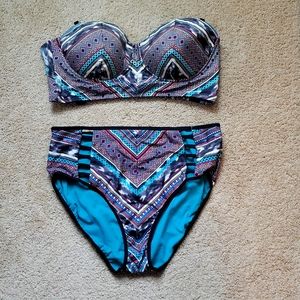 Kenneth Cole High waisted bikini, top can be strapless or has straps(black)